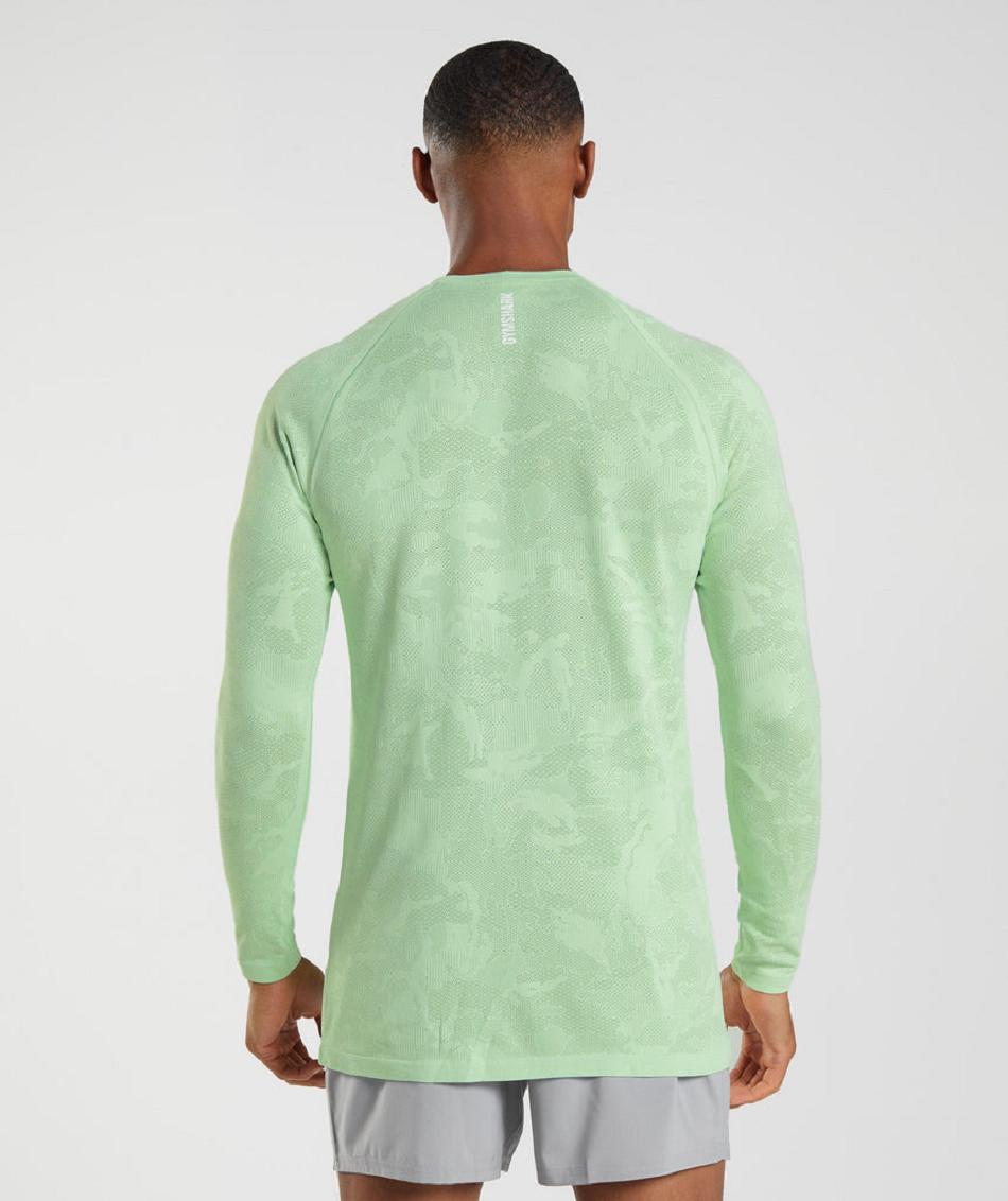 Long Sleeve Gymshark Geo Seamless Hombre Verde Verde | CO 3480JPQ